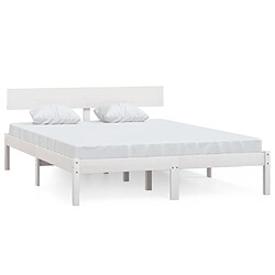 Maison Chic Lit adulte - Lit simple Cadre de lit,Structure du lit Contemporain Blanc Bois de pin massif 120x200 cm -MN82024