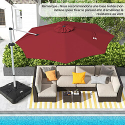 Helloshop26 Parasol extérieur de 33 cm parasol rond en porte-a-faux avec rotation à 360° inclinaison réglable parasol déporté résistant au vent rouge 20_0009020