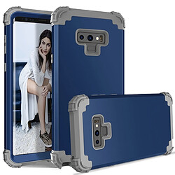 Wewoo Antichoc 3 en 1 sans espace au milieu du boîtier en silicone + PC pour Galaxy Note9 (bleu marine + gris)