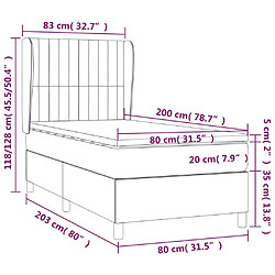 vidaXL Sommier à lattes de lit et matelas Gris foncé 80x200 cm Velours pas cher