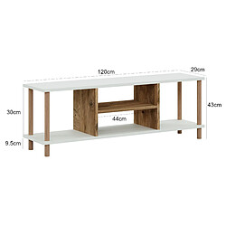 Avis Helloshop26 Meuble TV avec espace de rangement 43 x 120 x 29 cm blanc / effet bois 03_0007884