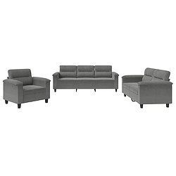 Maison Chic Ensemble de canapés 3 pcs coussins, Canapé droit Sofa pour Salon gris foncé tissu microfibre -GKD490371