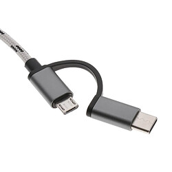 Adaptateur De Cordon De Câble De Données USB-C 2 En 1 Micro USB Type C Robuste, Argent pas cher