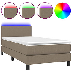 vidaXL Sommier à lattes de lit avec matelas LED Taupe 90x200 cm Tissu