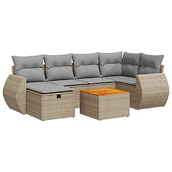 vidaXL Salon de jardin avec coussins 7 pcs beige résine tressée