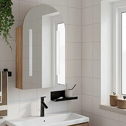 Avis Maison Chic Armoire de bain à miroir,Meuble haut de rangement de salle de bain avec LED arquée chêne 42x13x70 cm -GKD640451