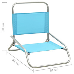 vidaXL Chaises de plage pliables lot de 2 Turquoise Tissu pas cher