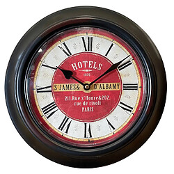 Avis L'Héritier Du Temps Horloge Murale en Fer avec Vitre en Plexiglass Pendule de Cuisine Hotels St James Noir 4x32x32cm