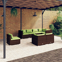 vidaXL Salon de jardin 8 pcs avec coussins Résine tressée Marron