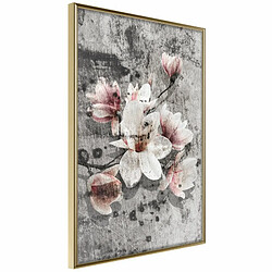 Paris Prix Affiche Murale Encadrée Flowers on Concrete 20 x 30 cm Or