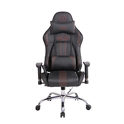 Decoshop26 Fauteuil de bureau gamer design sportif fonction de massage chauffant avec coussins en PVC noir / marron 10_0002527