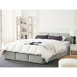 Beliani Lit avec coffre de rangement BOUSSE 160 x 200 cm Velours Gris clair