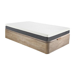 Vente-Unique Ensemble 90 x 190 cm sommier coffre naturel clair + matelas ressorts ensachés accueil mémoire de forme et mousse 7 zones déhoussable ép.25cm - KEPUR de YSMÉE