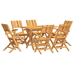 Salle à dîner de jardin 7 pcs,Table et chaise à manger Bois de teck solide -MN33599