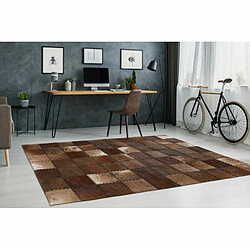 Paris Prix Tapis Patchwork en Cuir Fait Main Voila Marron 160 x 230 cm