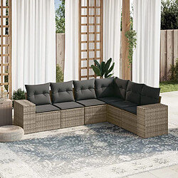 Maison Chic Salon de jardin 6 pcs avec coussins | Ensemble de Table et chaises | Mobilier d'Extérieur gris résine tressée -GKD68289