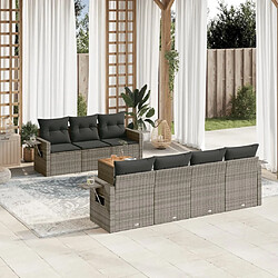 Maison Chic Salon de jardin 8 pcs avec coussins | Ensemble de Table et chaises | Mobilier d'Extérieur gris résine tressée -GKD99917