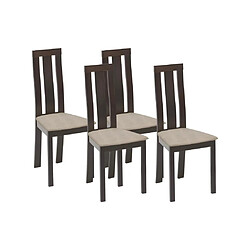 Vente-Unique Lot de 4 chaises DOMINGO - Hêtre massif wengé