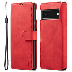 Etui en PU + TPU DG.MING style rétro avec support, rouge pour votre Google Pixel 6 Pro