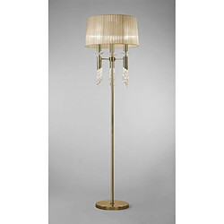 Luminaire Center Lampadaire Tiffany 3+3 Ampoules E27+G9, laiton antique avec Abat jour bronze & cristal transaparent