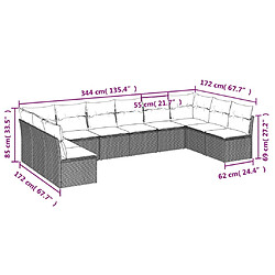 Avis Maison Chic Salon de jardin 10 pcs avec coussins | Ensemble de Table et chaises | Mobilier d'Extérieur noir résine tressée -GKD51428