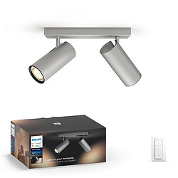 Philips Hue White Ambiance BURATTO Spot barre tube 2x5.5W - Aluminium (télécommande incluse)