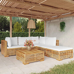 Maison Chic Salon de jardin 6 pcs + coussins - Mobilier/Meubles de jardin - Table et chaises d'extérieur Bois de teck solide -MN40852