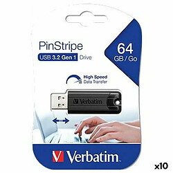 Pendrive Verbatim Pinstripe Noir 64 GB (10 Unités)