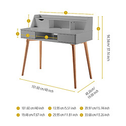 Acheter Bureau d'écriture en bois avec rangement Teamson Home Creativo, gris clair/naturel