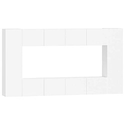 Maison Chic Ensemble de meubles TV 8 pcs | Banc TV Moderne pour salon | Meuble de Rangement - Blanc Bois d'ingénierie -MN10299