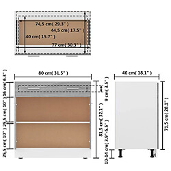 vidaXL Armoire de plancher à tiroir Sonoma gris 80x46x81,5 cm pas cher