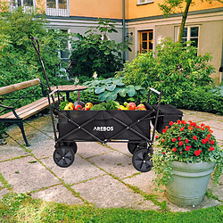 AREBOS Chariot de jardin pliable, Chariot de transport à main, Avec barre de poussée, Pliable, Noir