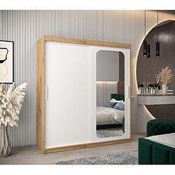 Abiks Meble Armoire PROMO T2 À Portes Coulissantes 200/180/62 2 Portes (Artisan/Blanc)