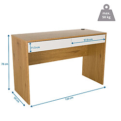 Acheter Bureau BERGA 120 x 50 x 78 cm 2 tiroirs blanc/chêne hjh LIVING