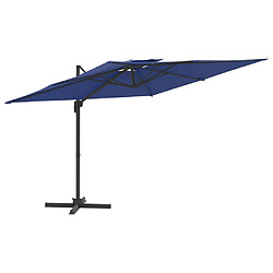 Helloshop26 Parasol meuble de jardin cantilever à double toit 400 x 300 cm bleu azuré 02_0008154