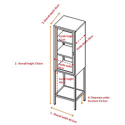 Avis Venture Home Armoire vitrée avec étagère en acier Misha noir.