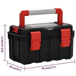 vidaXL Boîte à outils Noir et rouge 45x28x26,5 cm pas cher