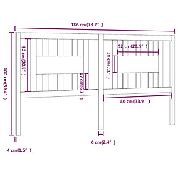 vidaXL Tête de lit Gris 186x4x100 cm Bois massif de pin pas cher