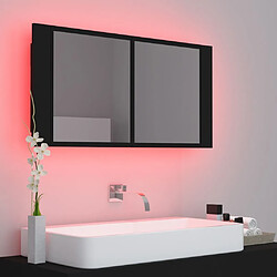 Maison Chic Armoire à miroir de salle de bain,Meuble de rangement,Meuble bas de bain LED Noir 90x12x45 Acrylique -GKD624778 pas cher