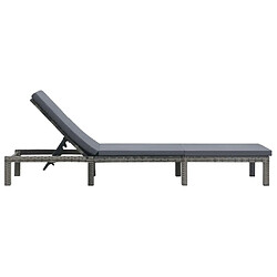 Helloshop26 Transat chaise longue bain de soleil lit de jardin terrasse meuble d'extérieur avec coussin résine tressée anthracite 02_0012505