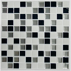 Thedecofactory STICK TILE - Carrelage mural faïence adhésive motifs mosaïques noir et blanc - 4 plaques 26x26cm