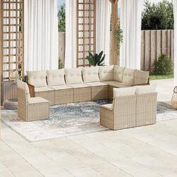 Maison Chic Salon de jardin avec coussins 10 pcs | Ensemble de Table et chaises | Mobilier d'Extérieur beige résine tressée -GKD56292