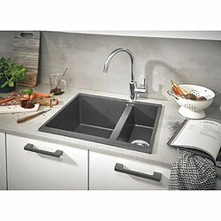 GROHE Evier de cuisine composite avec égouttoir K500 - 555 x 460 mm - 2 bacs - Quartz composite - Siphon et bonde inclus - 31648AT0