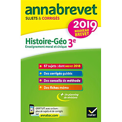 Histoire géo, enseignement moral et civique 3e : nouveau brevet 2019 - Occasion