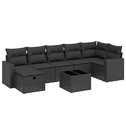 Maison Chic Ensemble Tables et chaises d'extérieur 8 pcs avec coussins,Salon de jardin noir résine tressée -GKD993011