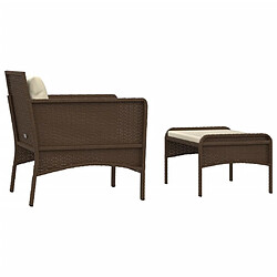 Acheter vidaXL Salon de jardin 2 pcs avec coussins Marron Résine tressée