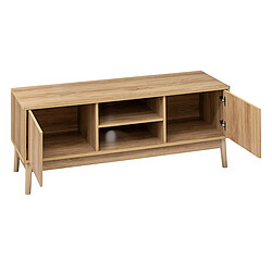 Pegane Meuble TV en bois avec 2 portes coloris Beige - Longueur 120 x Profondeur 39 x Hauteur 48 cm