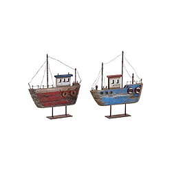 Aubry Gaspard Bâteaux décoratifs en bois sur pieds (Lot de 2).