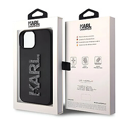 Karl Lagerfeld Coque pour iPhone 15 Plus Dos Effet Cuir Bords Rehaussés Noir pas cher