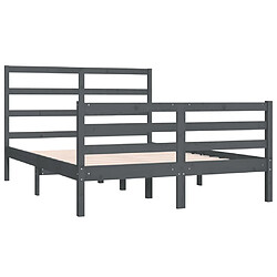 Avis vidaXL Cadre de lit sans matelas gris bois massif de pin 135x190 cm